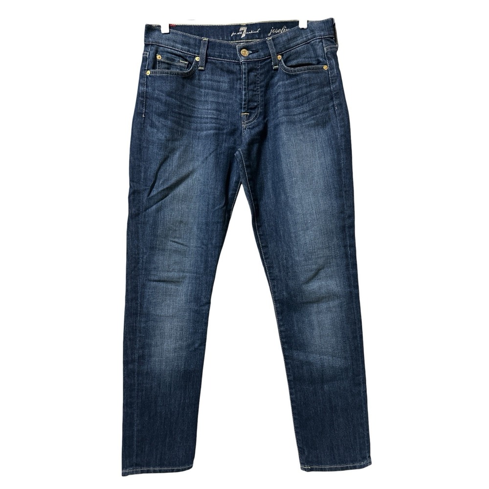7‎ For All Mankind Josefina Skinny Boyfriend Jeans Dark Blue Size 27 JU008642A
